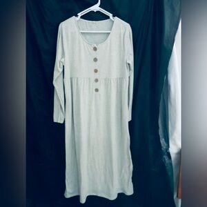 Long sleeve full length gray nightgown/large/side pockets/stretch